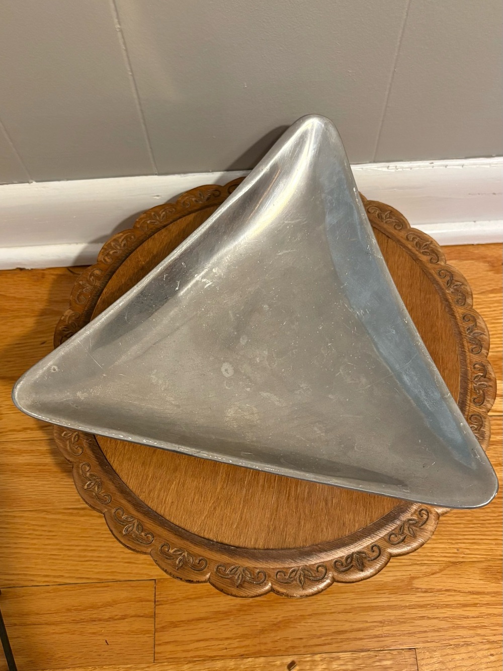 Mid Century Triangular Metal Bowl